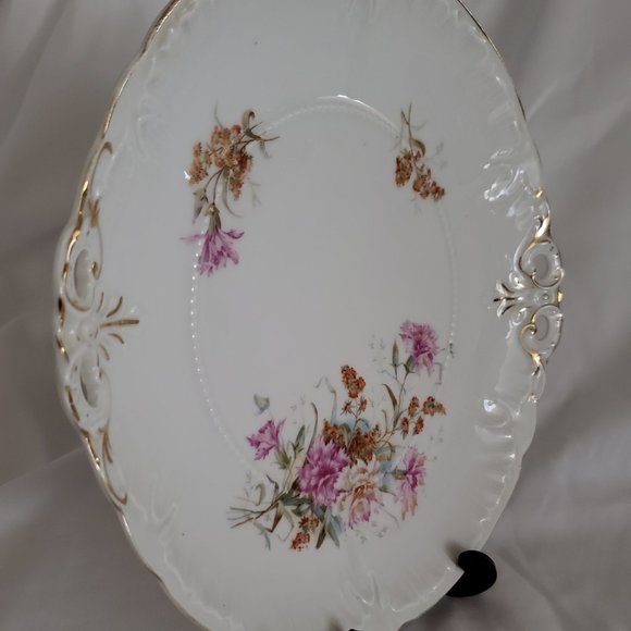 Antique Porcelain Carl Tielsch 10" Plate Green Eagle Mark C.T. Altwasser Germany - Picture 2 of 5